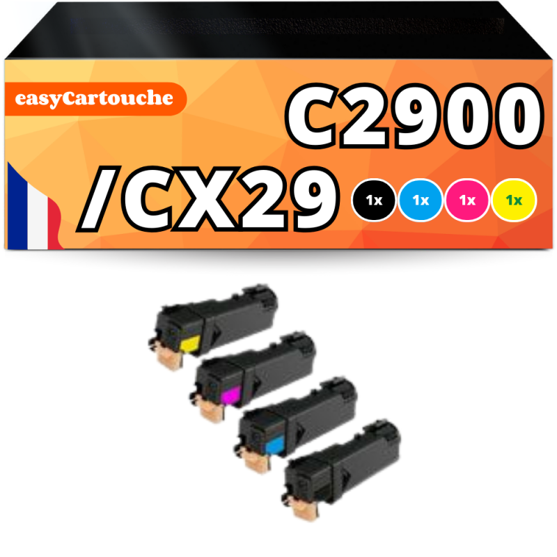 Pack de 4 toners compatible EPON C2900/CX29 (BK+C+M+Y)