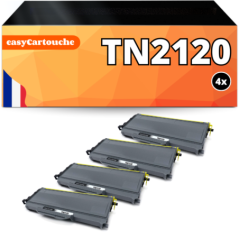 Pack de 4 toners compatible BROTHER TN2120 XL noir