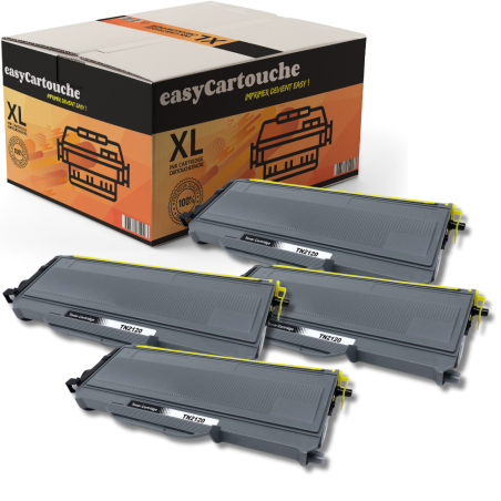 Pack de 4 toners compatible BROTHER TN2120 XL noir