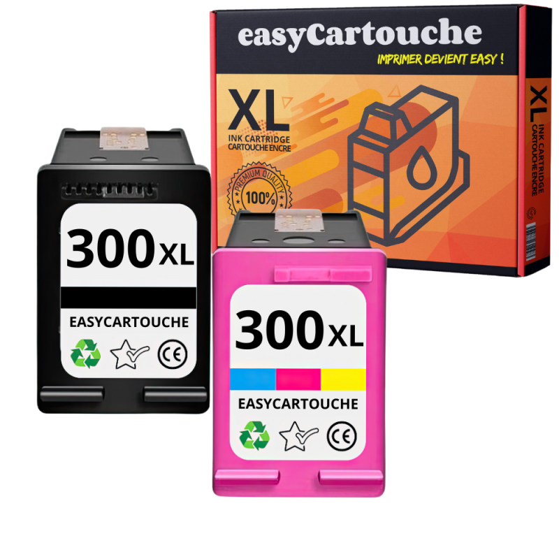 Pack 2 cartouches compatibles HP 300XL noir et couleur