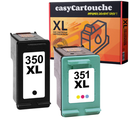 Pack 2 cartouches compatibles HP 350XL 351XL noir et couleur