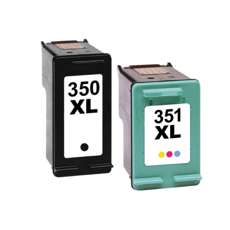 Pack 2 cartouches compatibles HP 350XL 351XL noir et couleur