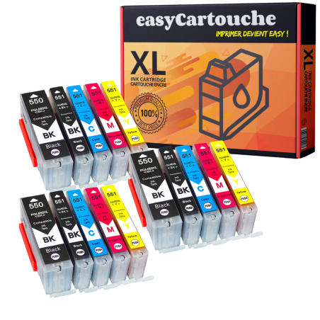 Pack 15 Cartouches Canon PGI-550&CLI-551XL Compatibles | EasyCartouche