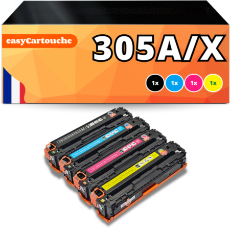 Pack de 4 toners compatible HP 305A (BK+C+M+Y)