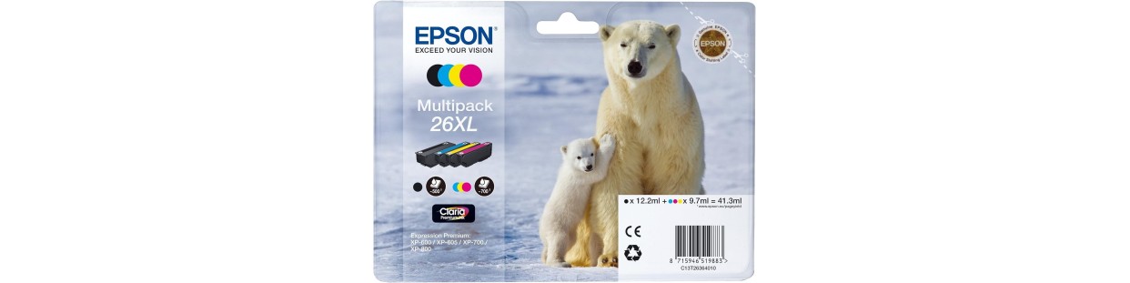 Cartouches d'encre compatibles EPSON 26 - Ours Polaire | EasyCartouche