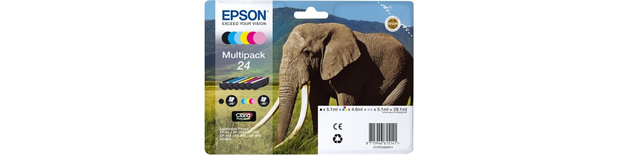 Cartouches d'encre compatibles EPSON 24 - Éléphant | EasyCartouche