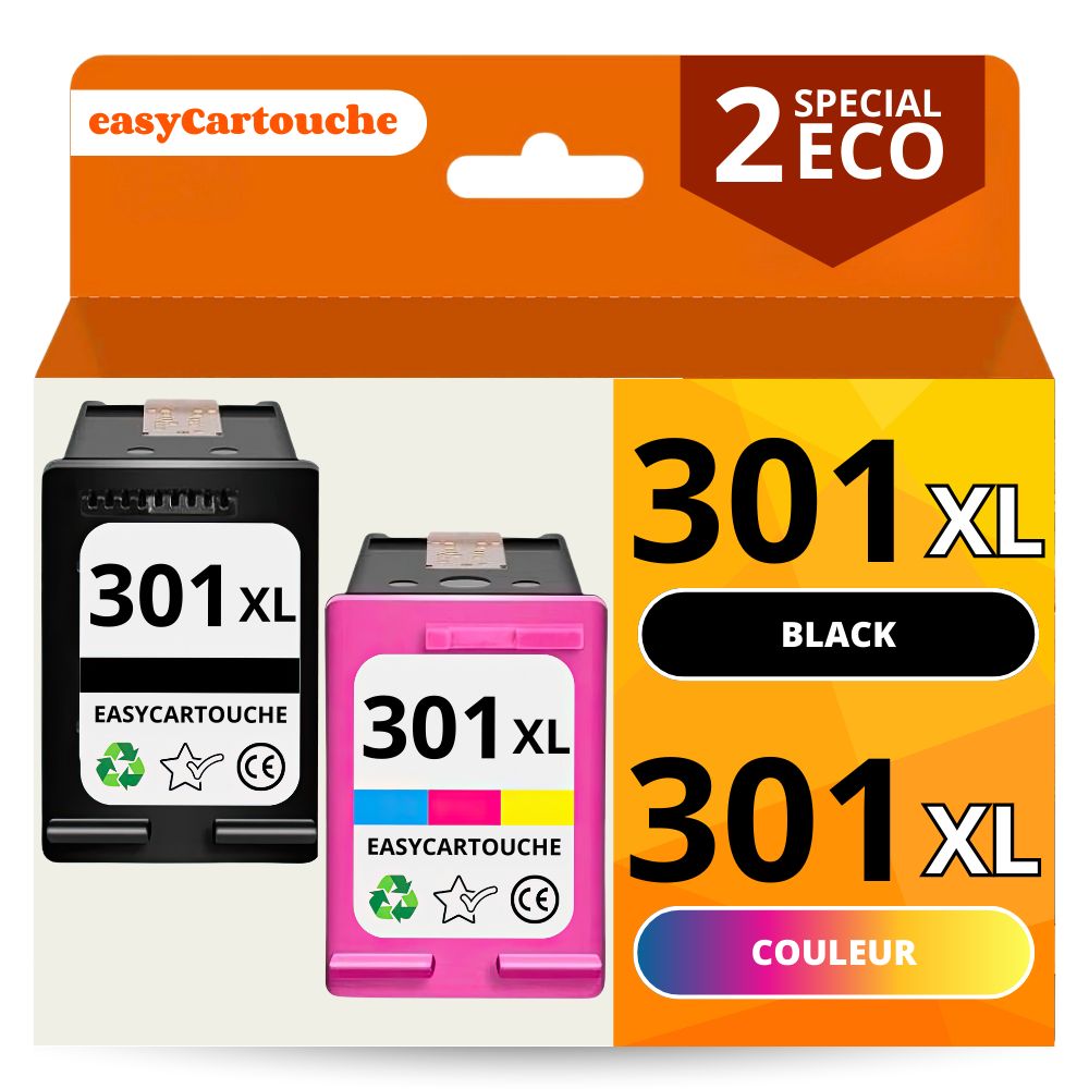 Pack 2 cartouches compatible avec HP 301 XL noir et couleur Pack de 2  cartouches compatible